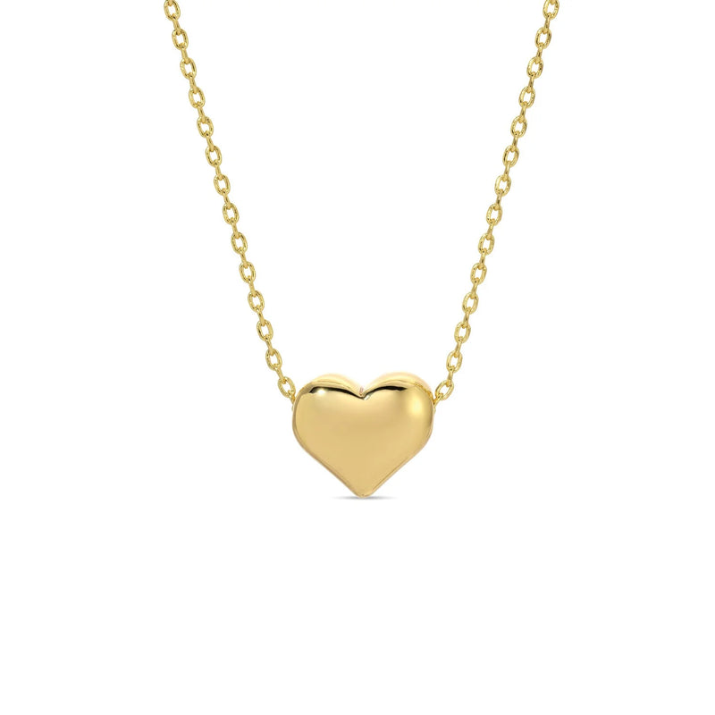 SOLID HEART PENDANT NECKLACE - GOLD