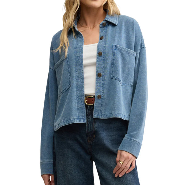Z SUPPLY ALL DAY CROPPED DENIM JACKET - VINTAGE INDIGO