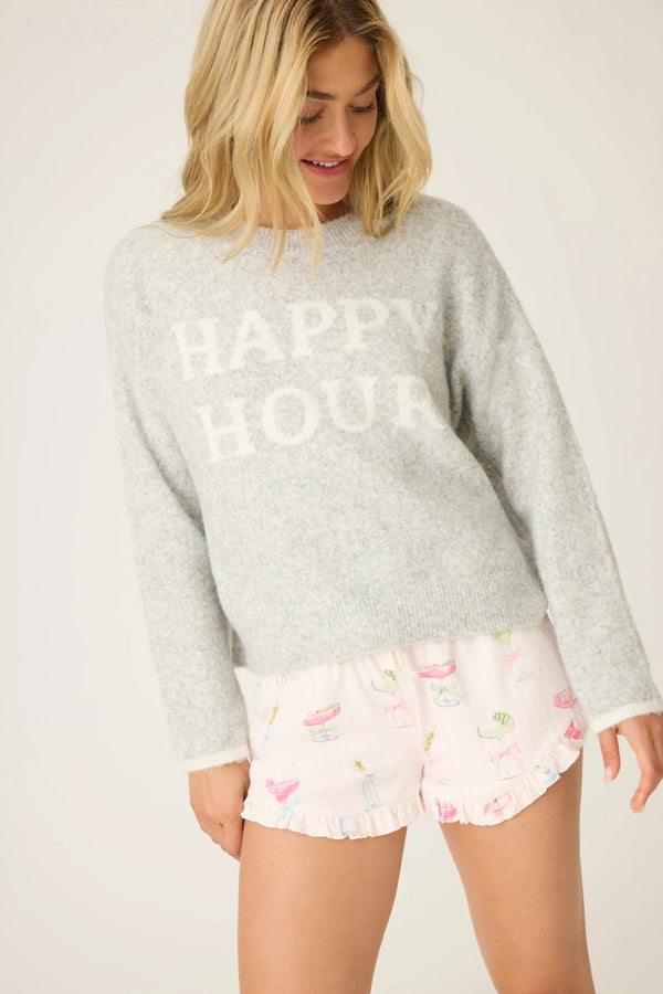 PJ SALVAGE HAPPY HOUR SNUGGLE SWEATER - HEATHER GREY