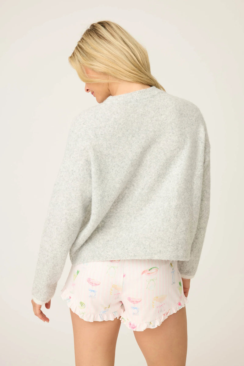 PJ SALVAGE HAPPY HOUR SNUGGLE SWEATER - HEATHER GREY