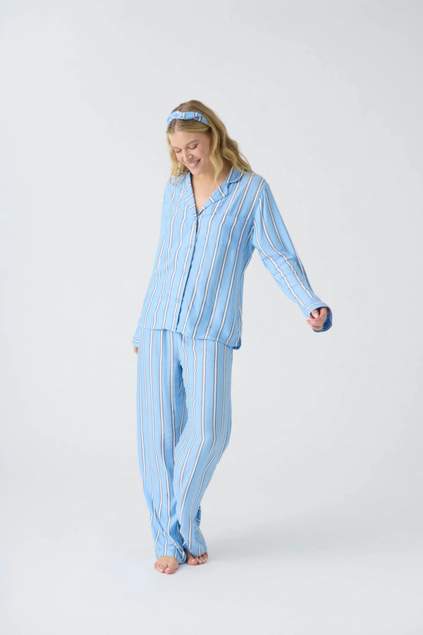 PJ SALVAGE STRIPE HYPE PJ SET - PERIWINKLE