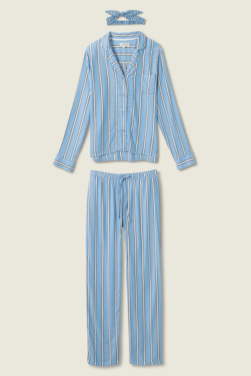 PJ SALVAGE STRIPE HYPE PJ SET - PERIWINKLE