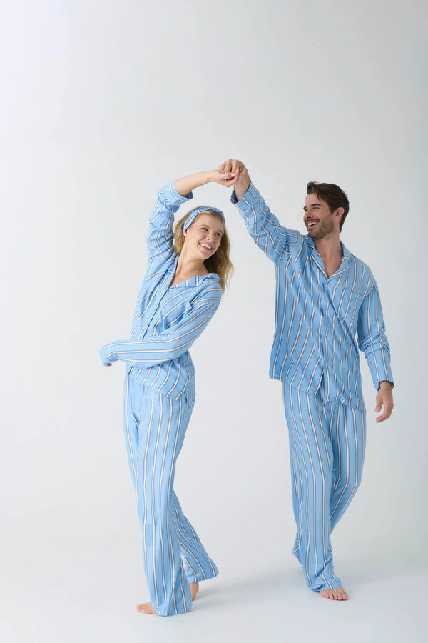 PJ SALVAGE STRIPE HYPE PJ SET - PERIWINKLE