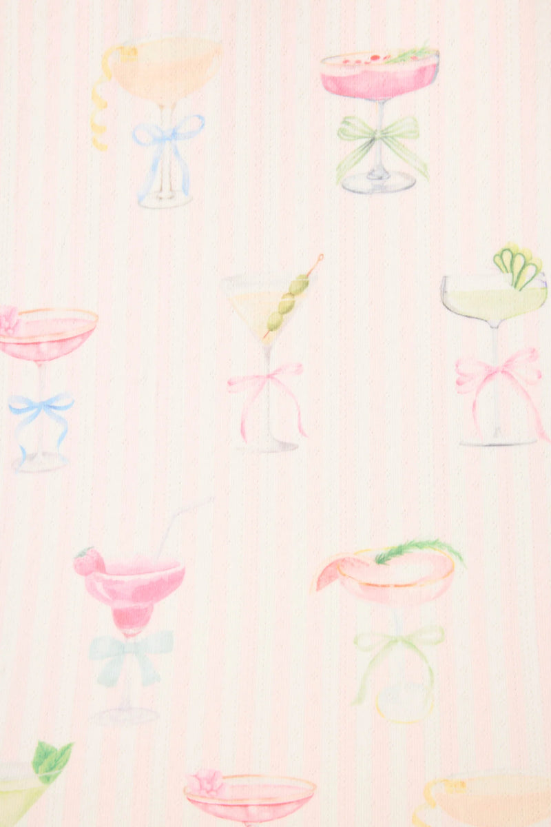 PRETTY PUNCH COCKTAIL LONG SLEEVE PJ TOP - BABY PINK