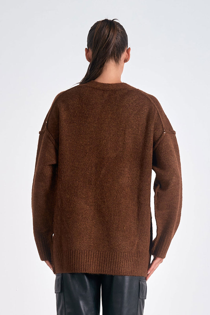 ELAN OVERSIZED CARDIGAN - DARK TAN