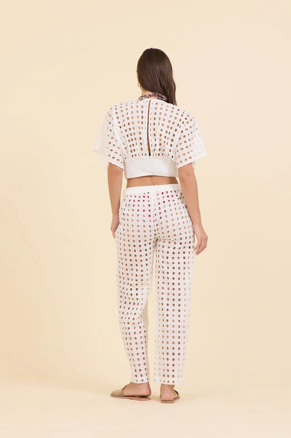 SURF GYPSY BOX EYELET PANT - WHITE