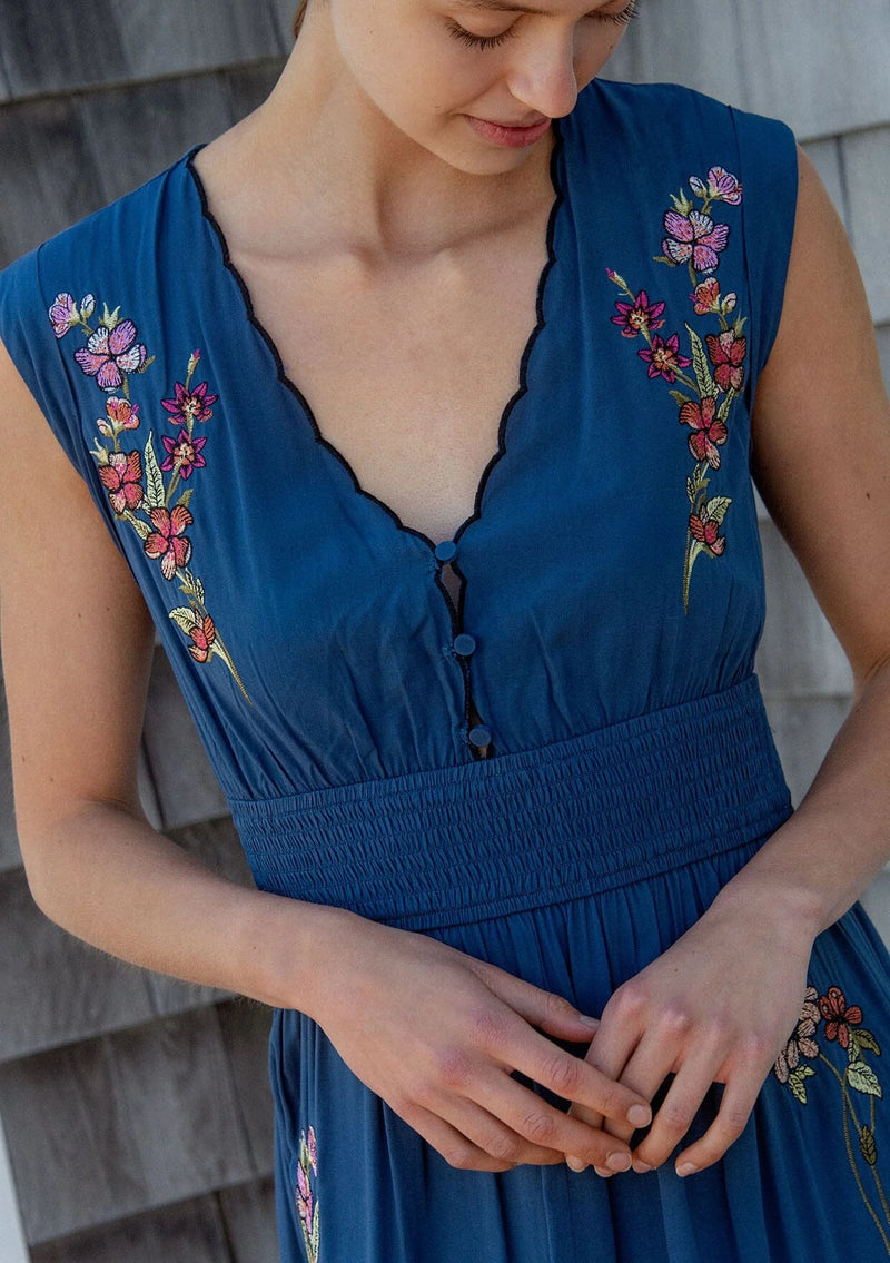 DARCEY EMBROIDERED MAXI DRESS - NAVY