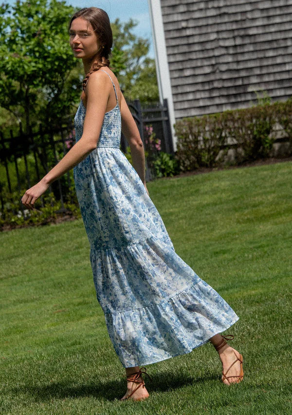 BOTANIC MUSE MAXI DRESS - LIGHT BLUE/WHITE