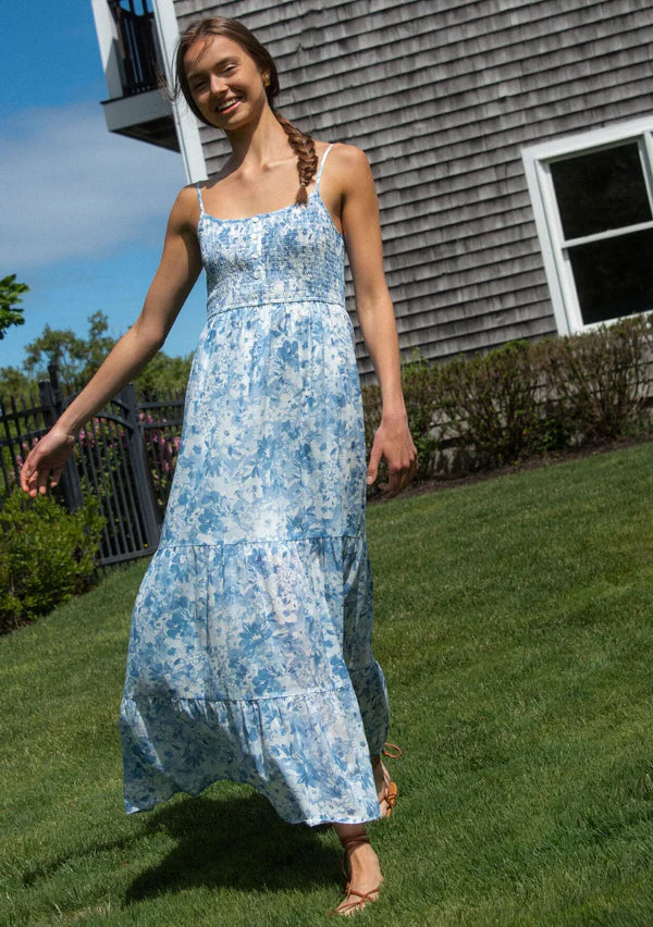 BOTANIC MUSE MAXI DRESS - LIGHT BLUE/WHITE