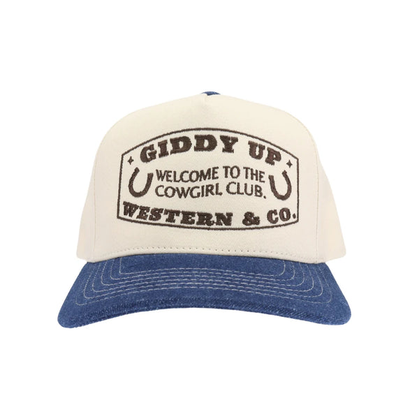 GIDDY UP TRUCKER HAT - DARK DENIM