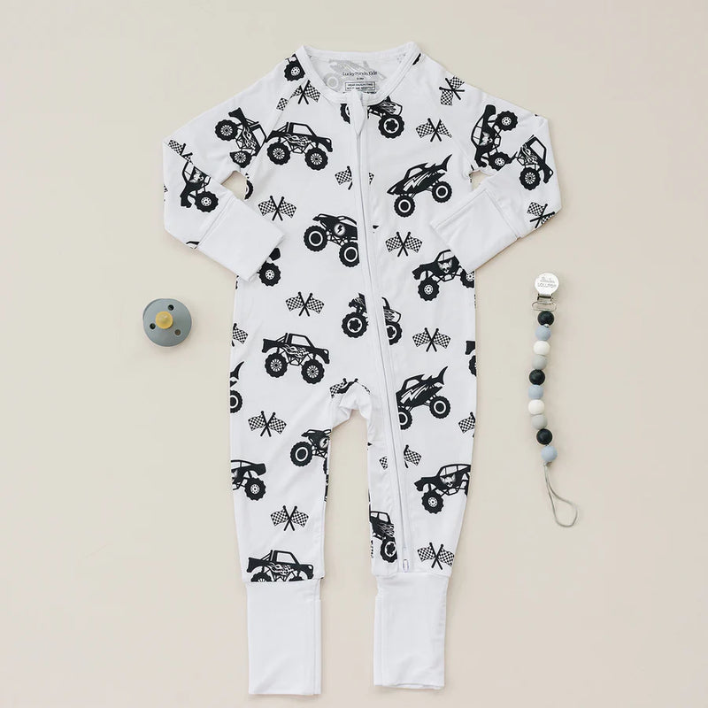BAMBOO ZIP ROMPER - MONSTER BLAZE