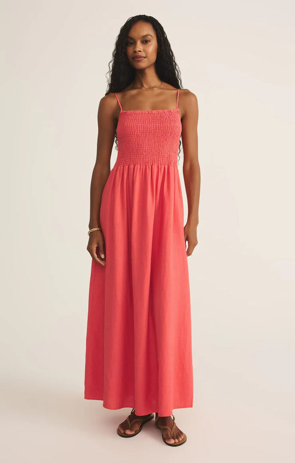 Z SUPPLY BAYSIDE LINEN MAXI DRESS - PERSIMMON