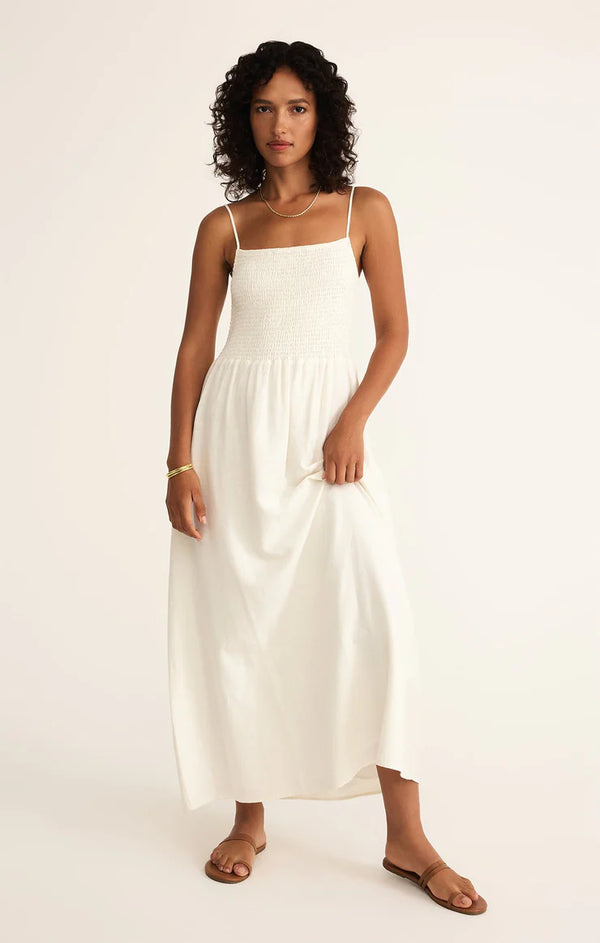 Z SUPPLY BAYSIDE LINEN MAXI DRESS - WHITE