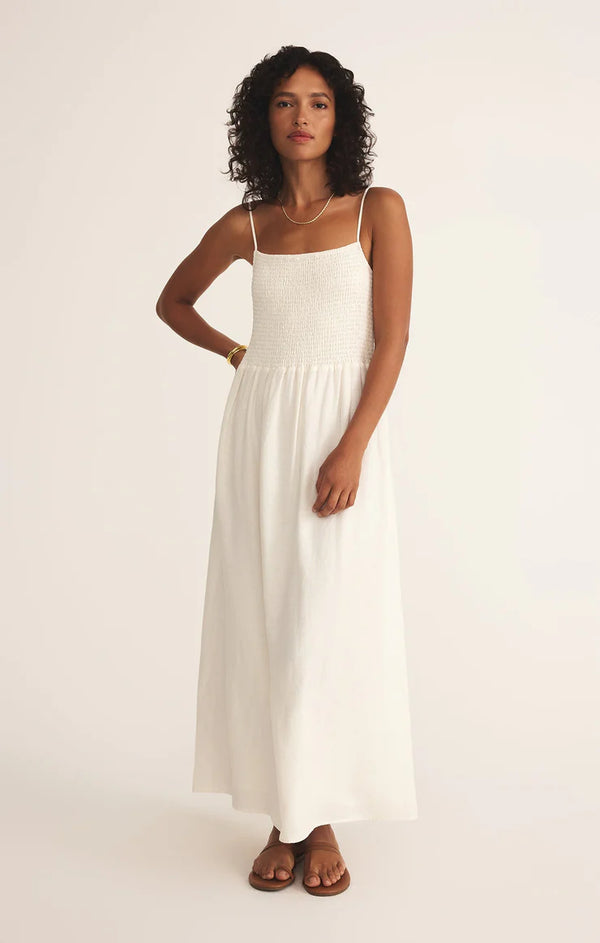Z SUPPLY BAYSIDE LINEN MAXI DRESS - WHITE