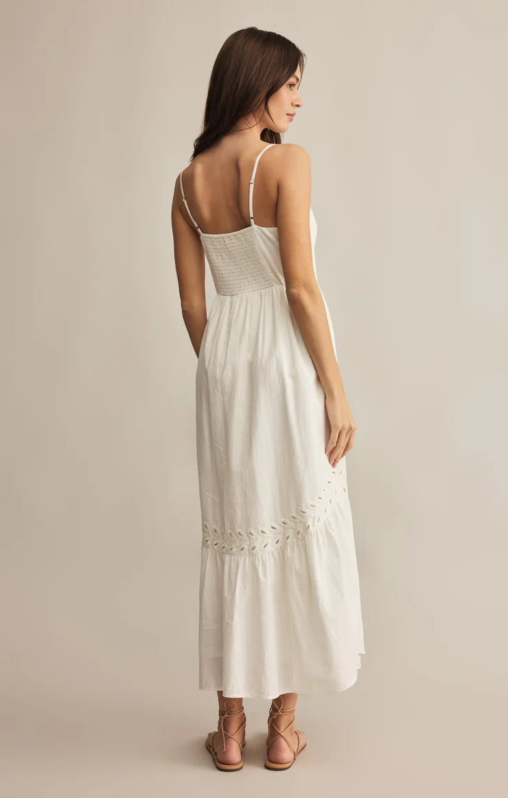 Z SUPPLY CITADELLE EMBROIDERED LINEN MAXI DRESS - HHITE