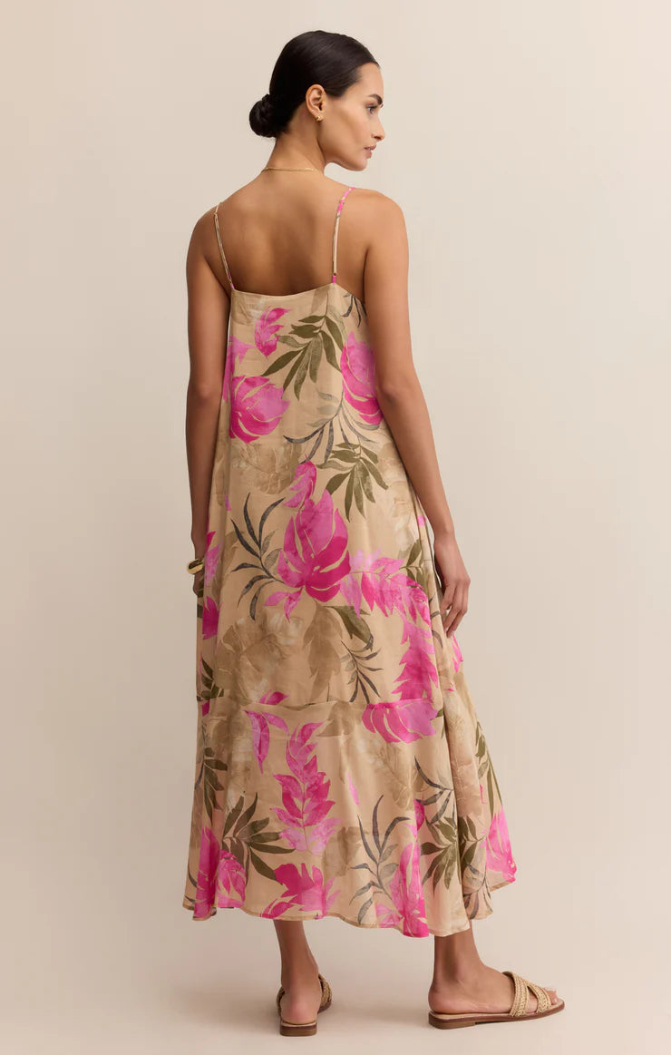 Z SUPPLY BENSON TROPICAL MAXI DRESS - DESERT TAN