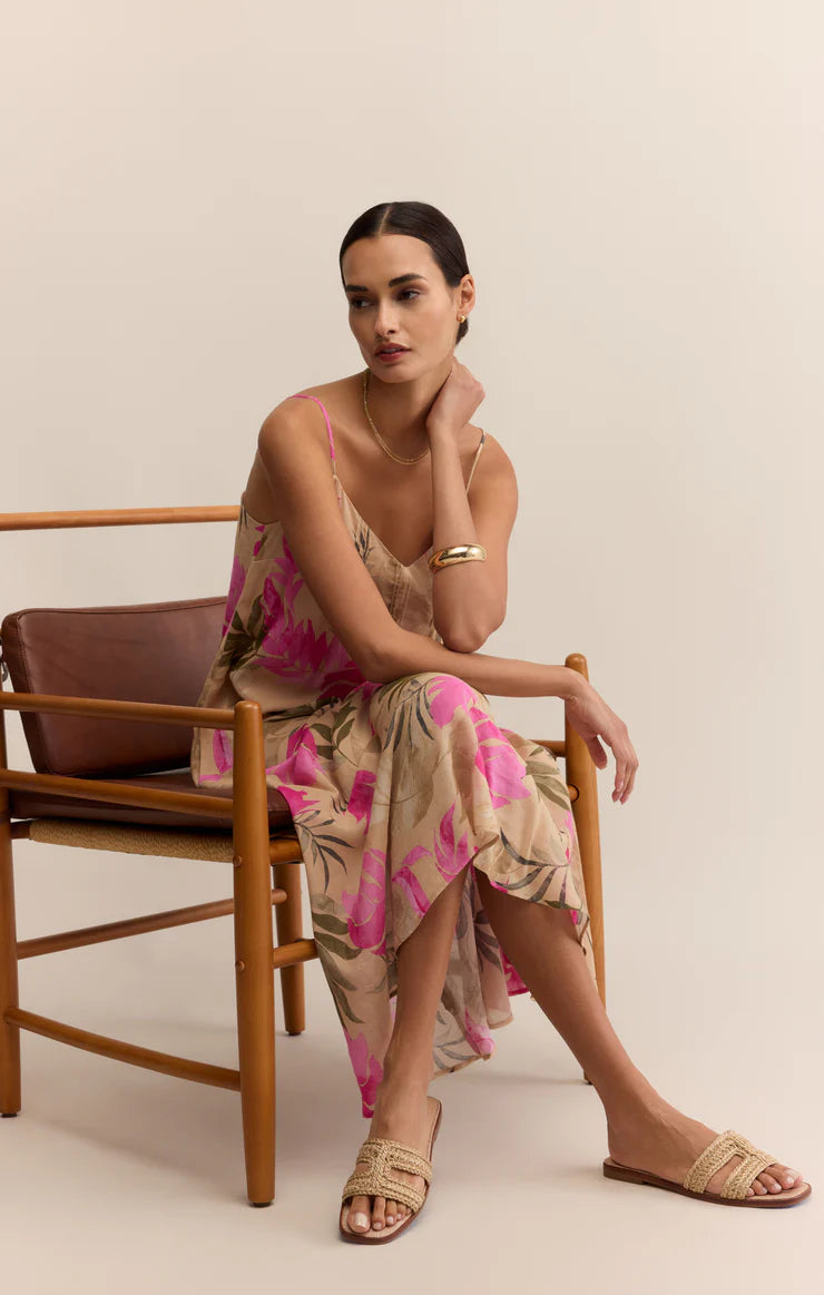 Z SUPPLY BENSON TROPICAL MAXI DRESS - DESERT TAN
