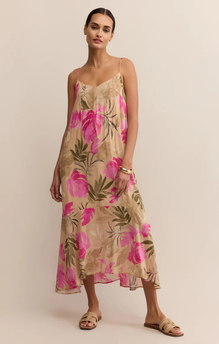 Z SUPPLY BENSON TROPICAL MAXI DRESS - DESERT TAN