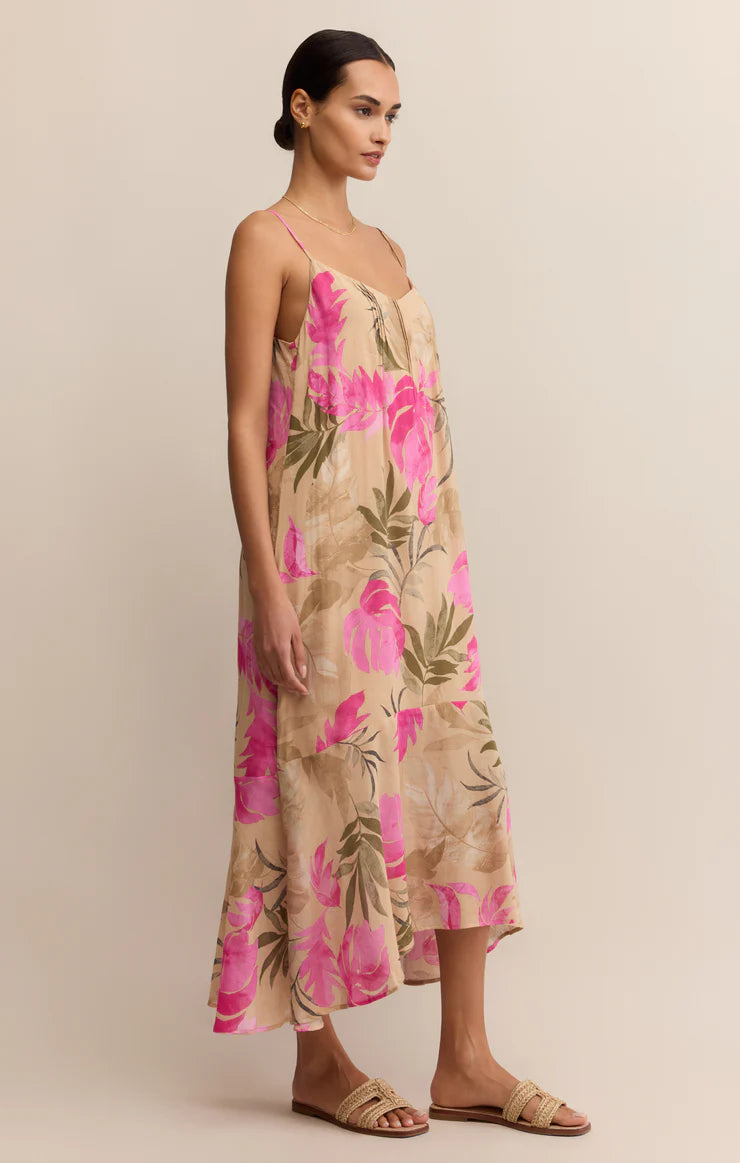 Z SUPPLY BENSON TROPICAL MAXI DRESS - DESERT TAN