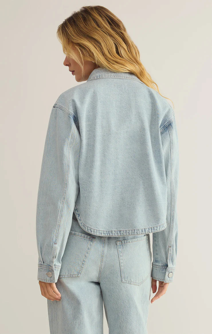 Z SUPPLY ALL DAY CROPPED DENIM JACKET - FADED INDIGO