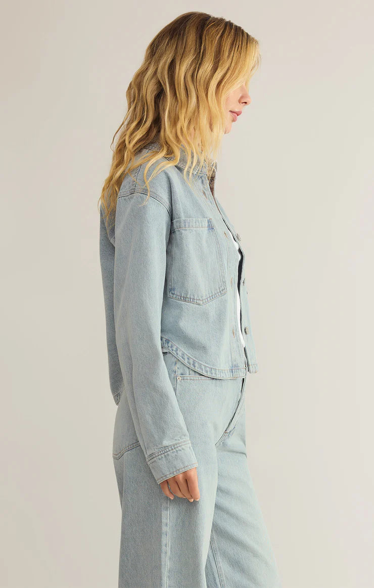 Z SUPPLY ALL DAY CROPPED DENIM JACKET - FADED INDIGO