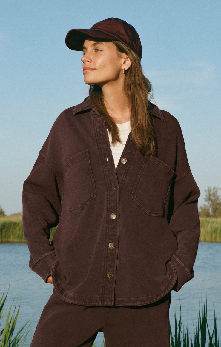 Z SUPPLY ALL DAY KNIT JACKET - CHOCOLATE CHERRY