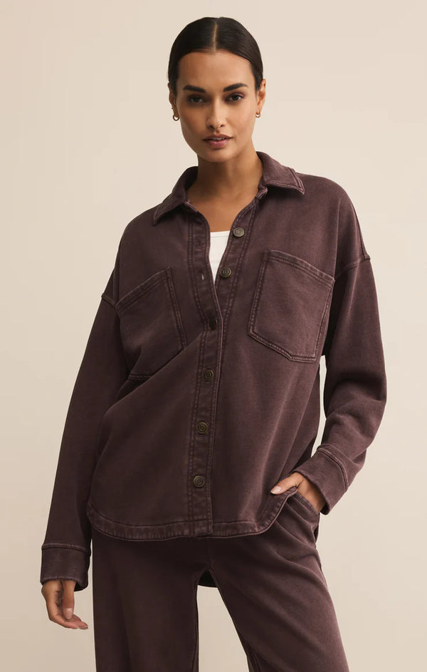 Z SUPPLY ALL DAY KNIT JACKET - CHOCOLATE CHERRY