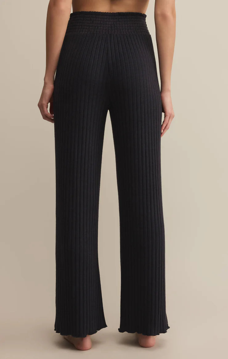 Z SUPPLY DAWN SMOCKED RIB PANT - BLACK SAND