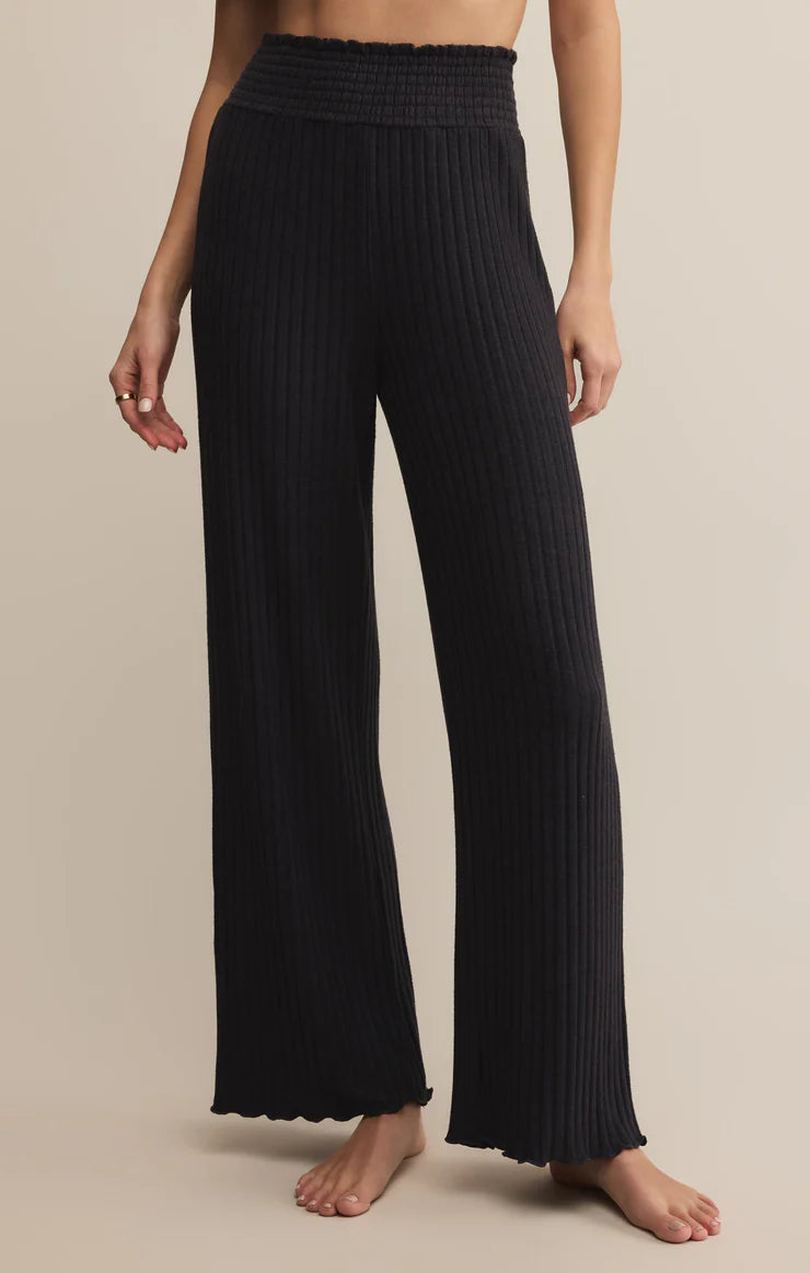 Z SUPPLY DAWN SMOCKED RIB PANT - BLACK SAND