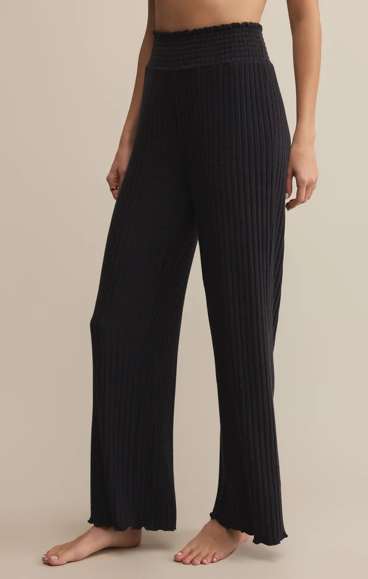 Z SUPPLY DAWN SMOCKED RIB PANT - BLACK SAND
