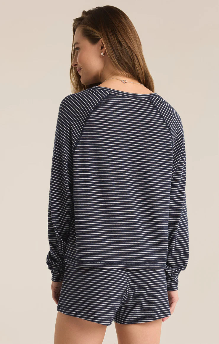 Z SUPPLY STAYING IN STRIPE LONG SLEEVE TOP - ECLIPSE