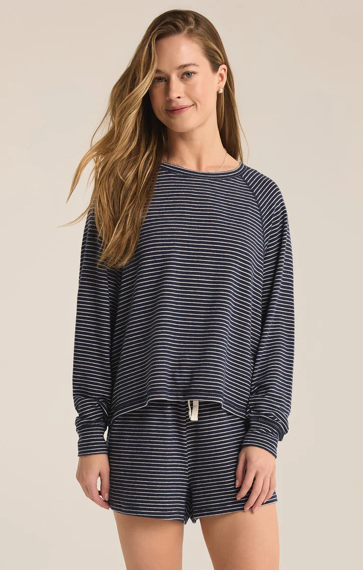 Z SUPPLY STAYING IN STRIPE LONG SLEEVE TOP - ECLIPSE