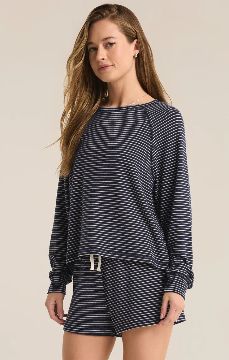 Z SUPPLY STAYING IN STRIPE LONG SLEEVE TOP - ECLIPSE