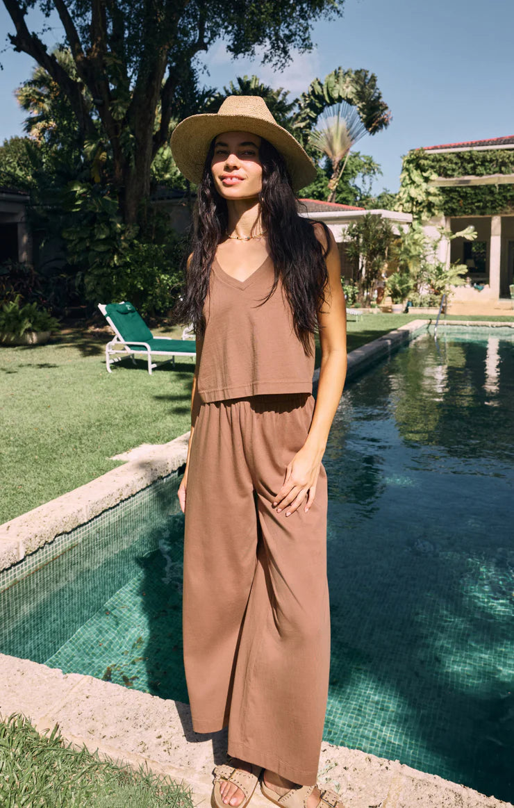 Z SUPPLY THE SCOUT JERSEY FLARE PANT - TEAKWOOD