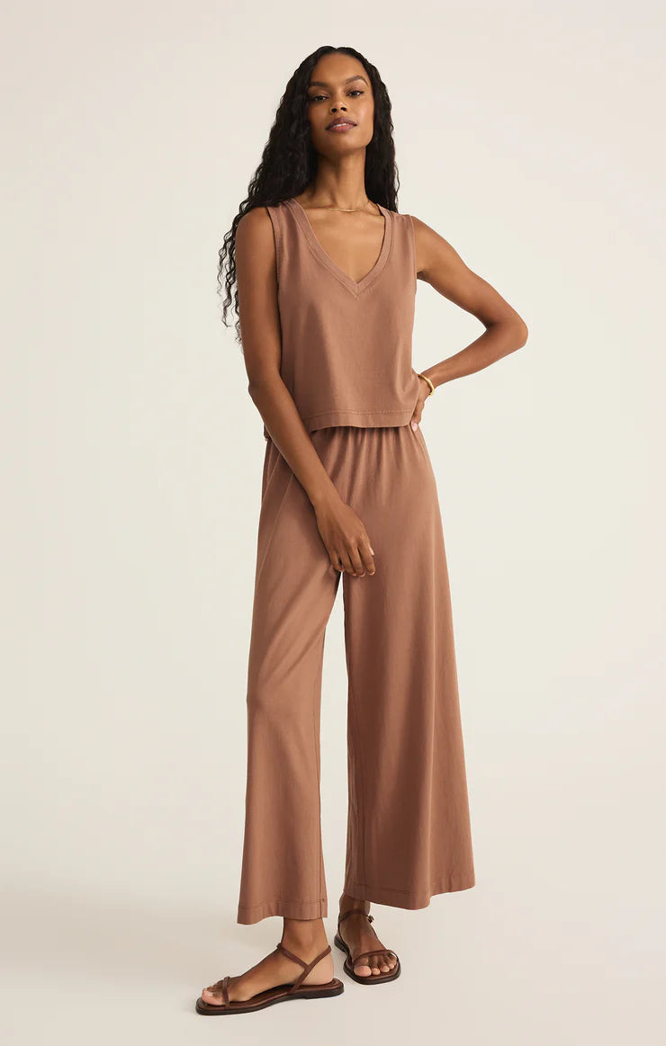 Z SUPPLY THE SCOUT JERSEY FLARE PANT - TEAKWOOD