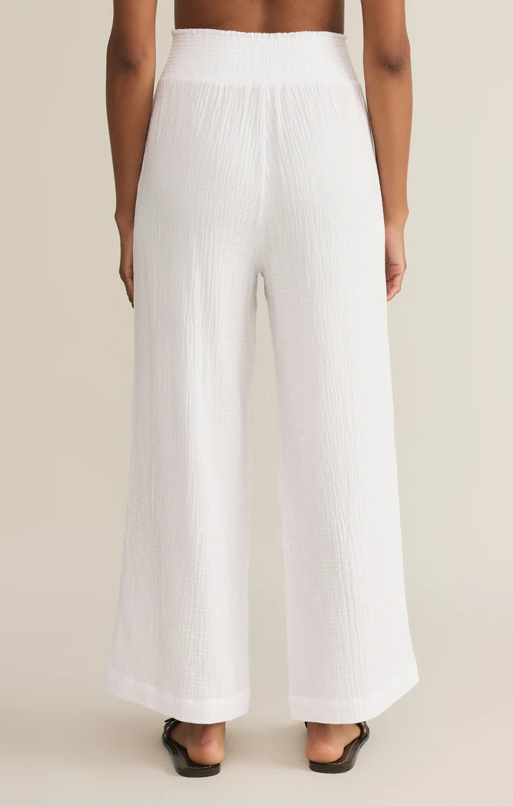 Z SUPPLY CASSIDY FULL LENGTH GAUZE PANT - WHITE