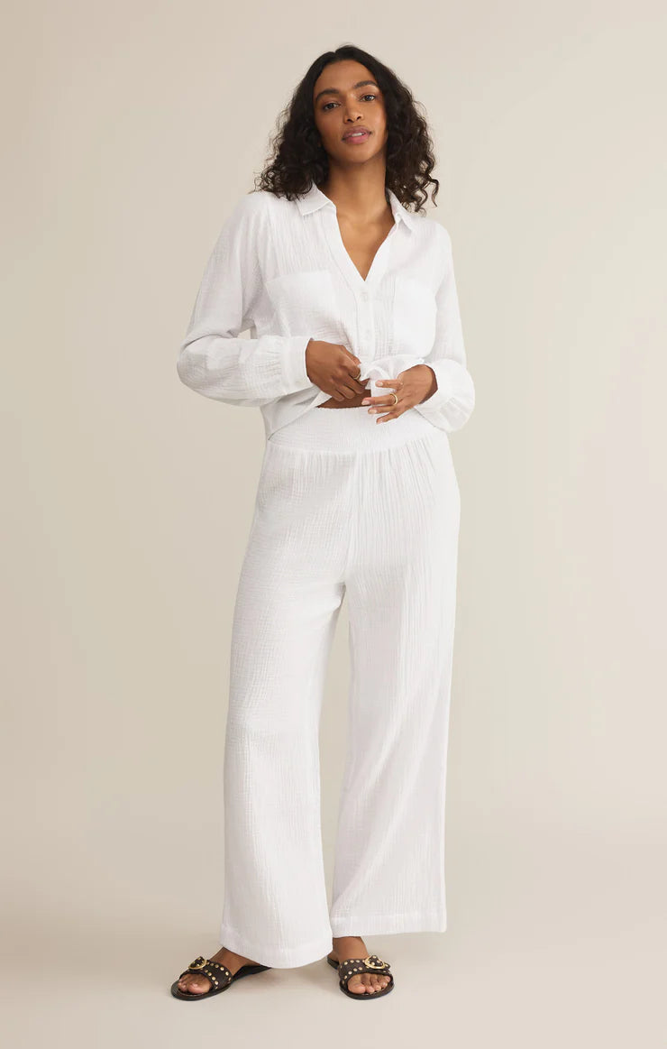 Z SUPPLY CASSIDY FULL LENGTH GAUZE PANT - WHITE