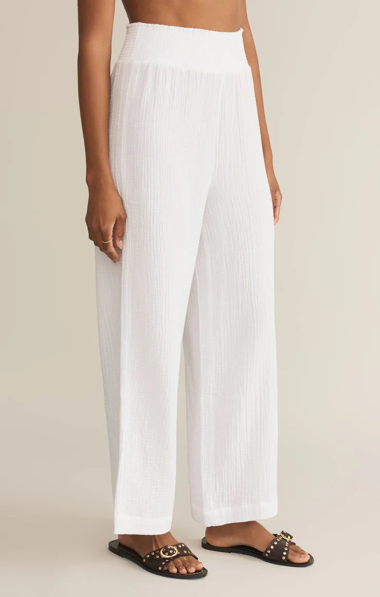 Z SUPPLY CASSIDY FULL LENGTH GAUZE PANT - WHITE