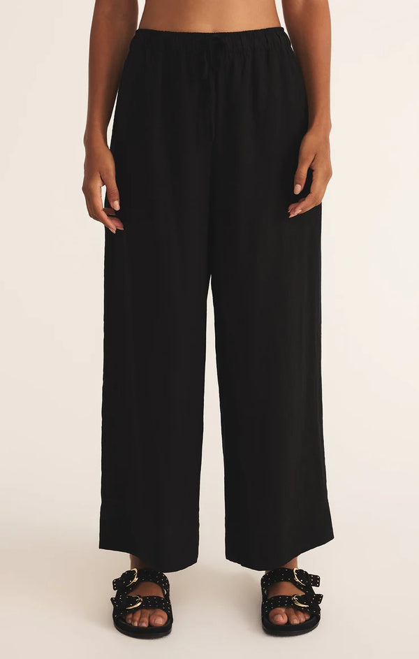 Z SUPPLY EASTON TEXTURED LINEN PANT - BLACK
