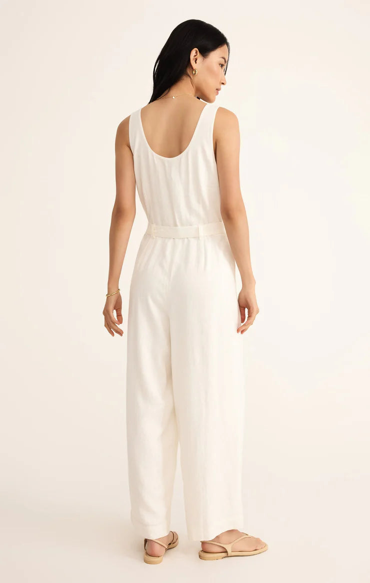 Z SUPPLY ADLER LINEN JUMPSUIT - WHITE