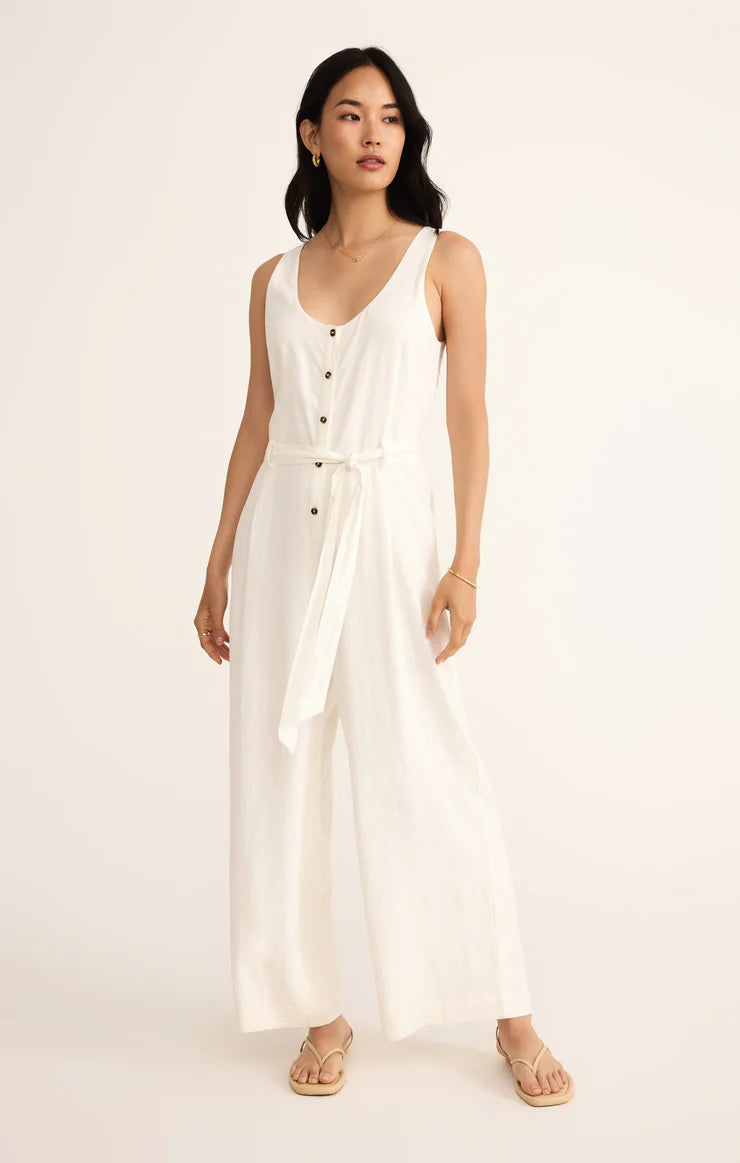 Z SUPPLY ADLER LINEN JUMPSUIT - WHITE