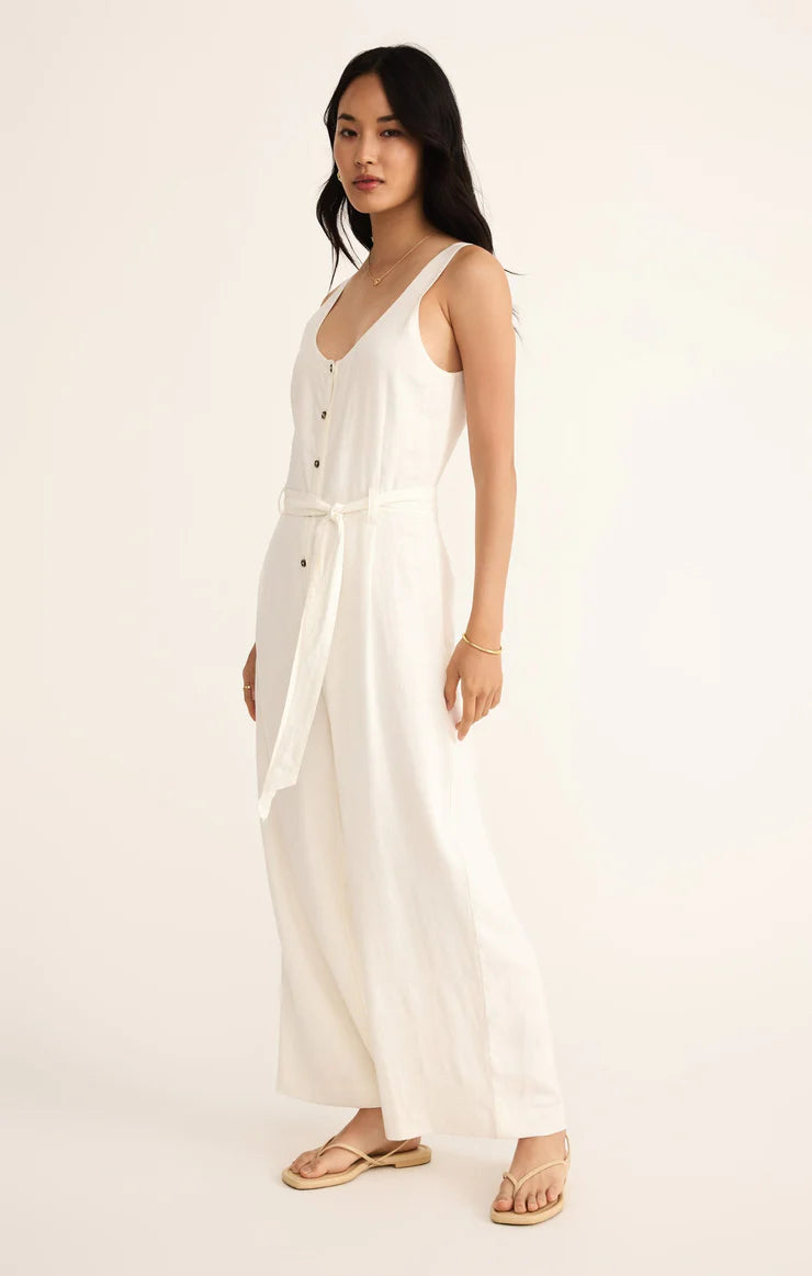 Z SUPPLY ADLER LINEN JUMPSUIT - WHITE
