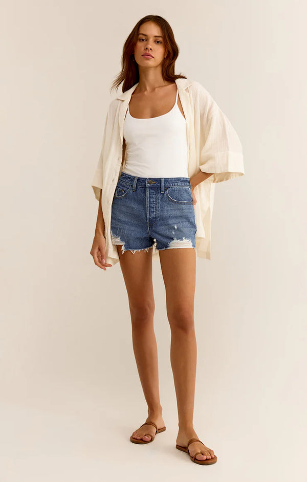 Z SUPPLY HI-RISE DENIM SHORT - VINTAGE INDIGO