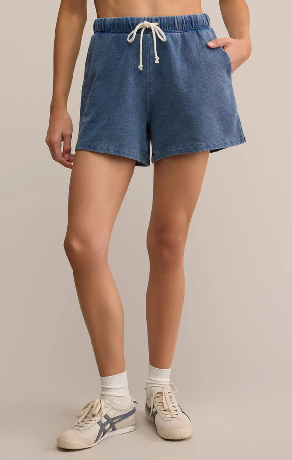 Z SUPPLY HUNTER KNIT DENIM SHORT -  VINTAGE INDIGO