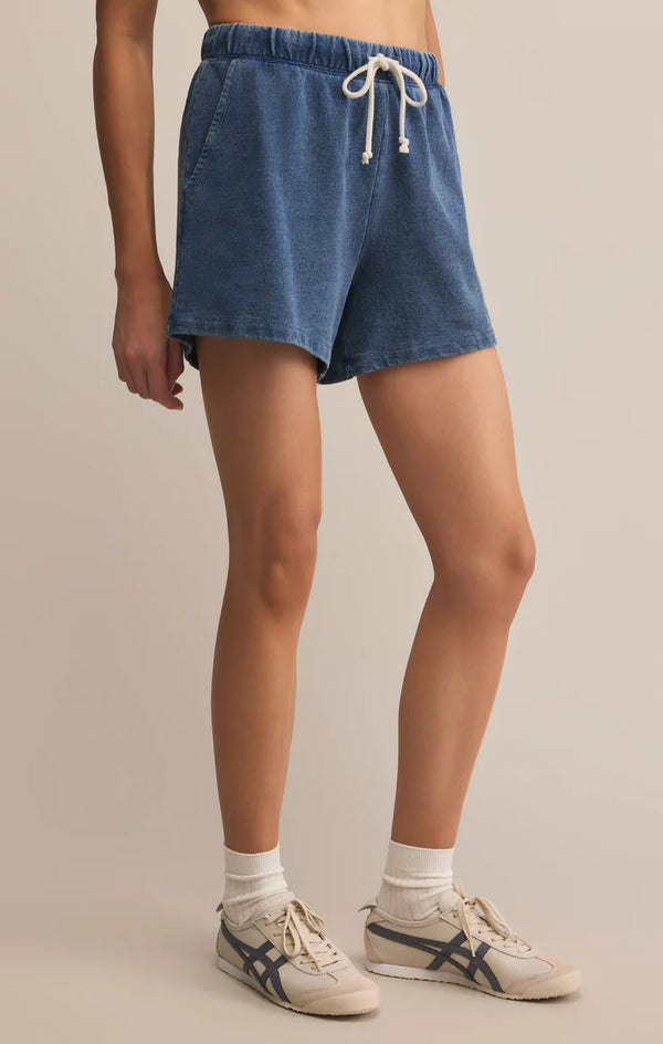 Z SUPPLY HUNTER KNIT DENIM SHORT -  VINTAGE INDIGO