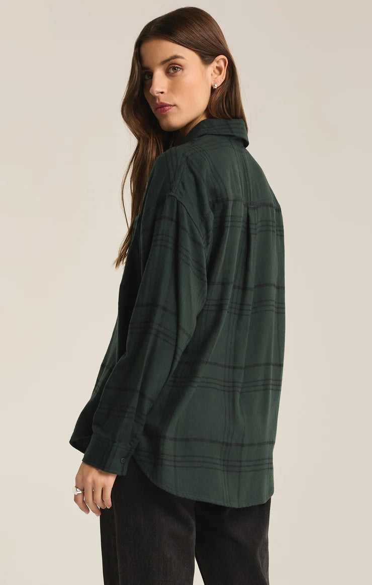 Z SUPPLY RIVER PLAID BUTTON UP - CYPRUS GREEN