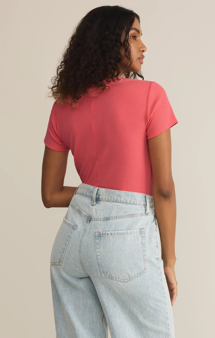 Z SUPPLY SIRENA SHORT SLEEVE TEE - SUNSET PINK