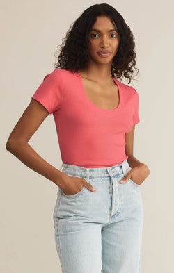 Z SUPPLY SIRENA SHORT SLEEVE TEE - SUNSET PINK