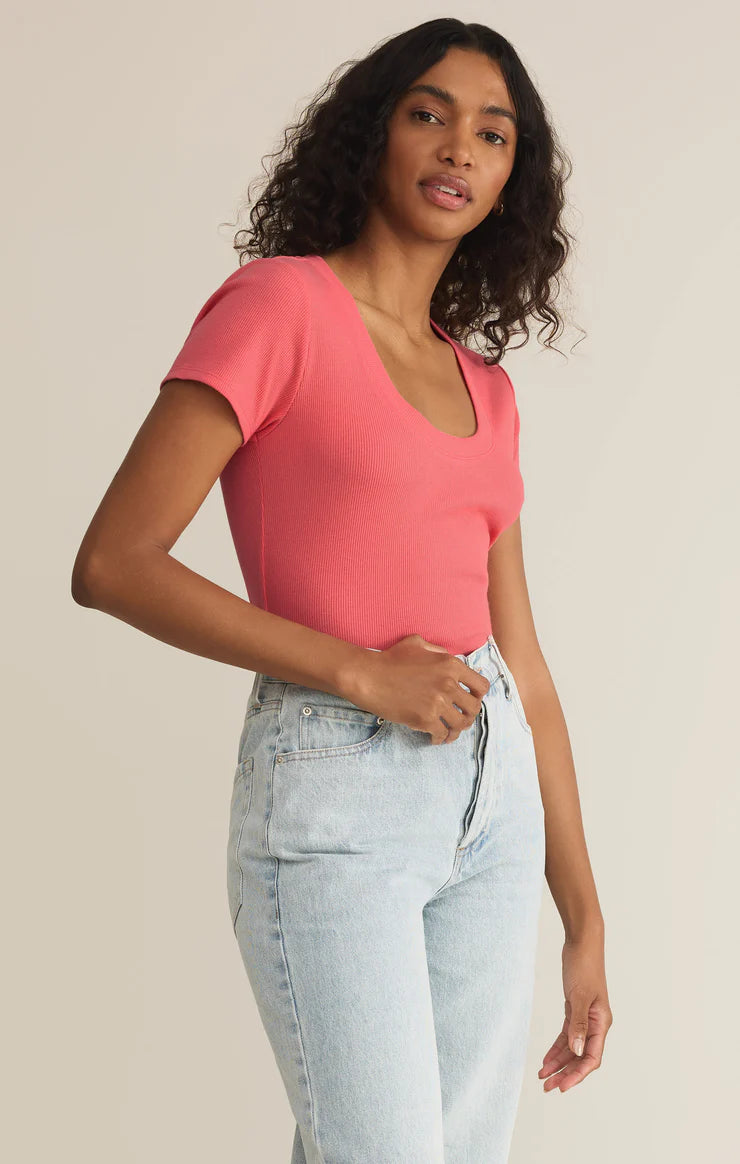 Z SUPPLY SIRENA SHORT SLEEVE TEE - SUNSET PINK
