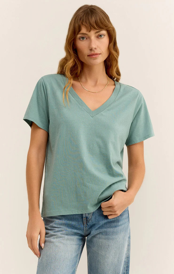 Z SUPPLY GIRLFRIEND V-NECK TEE - SEA PINE